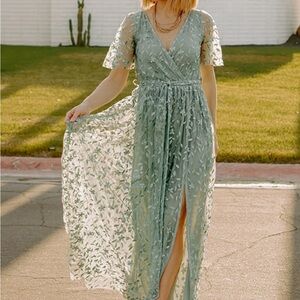 Marseille Embossed Maxi Dress - Eucalyptus